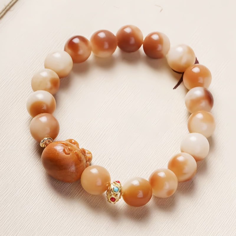 Gelang Perdamaian Kelinci Biji Bodhi Alami Natural Bodhi Seed Rabbit Peace Bracelet