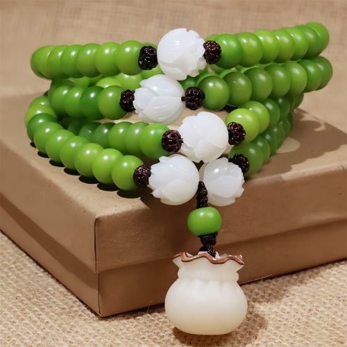 Pulsera de sabiduría con 108 cuentas de semilla de Bodhi natural Pulsera de sabiduría con 108 cuentas de semilla de Bodhi natural