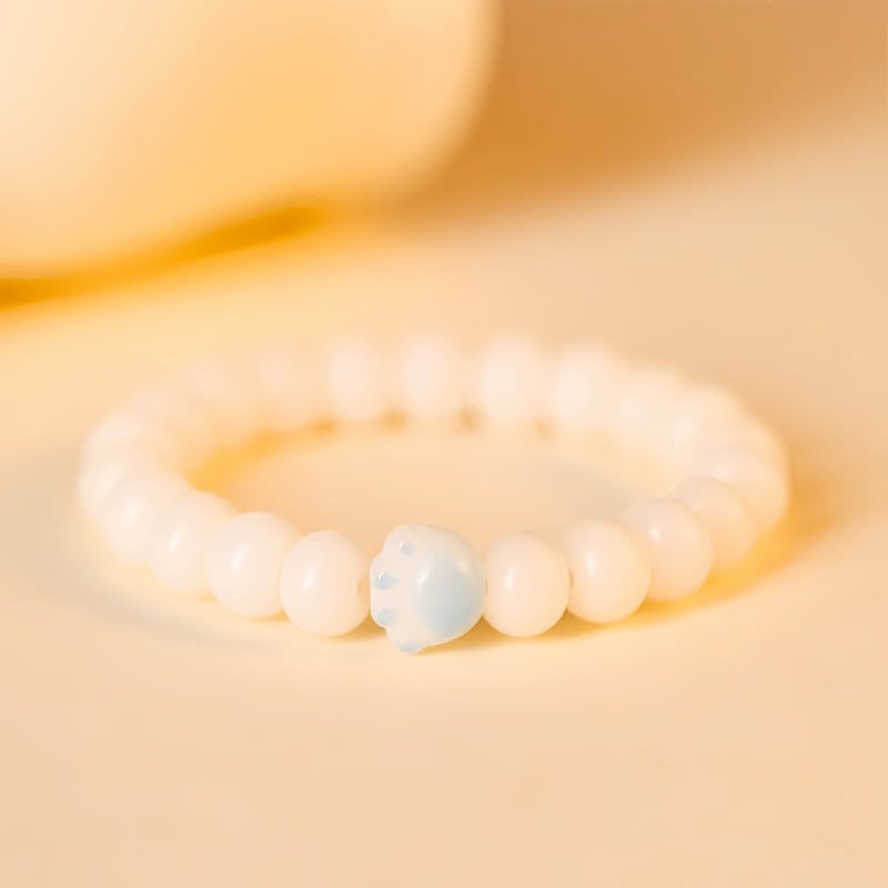 Gelang Kucing Keberuntungan Biji Bodhi Alami Natural Bodhi Seed Lucky Cat Paw Bracelet