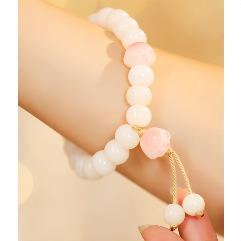 Gelang Kucing Keberuntungan Biji Bodhi Alami Natural Bodhi Seed Lucky Cat Paw Bracelet