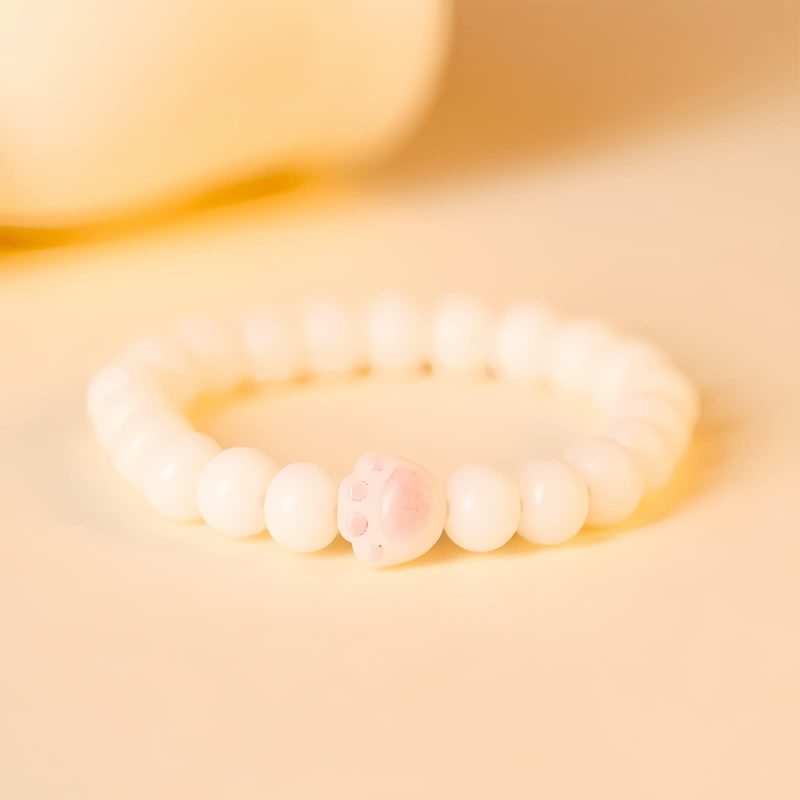 Gelang Kucing Keberuntungan Biji Bodhi Alami Natural Bodhi Seed Lucky Cat Paw Bracelet
