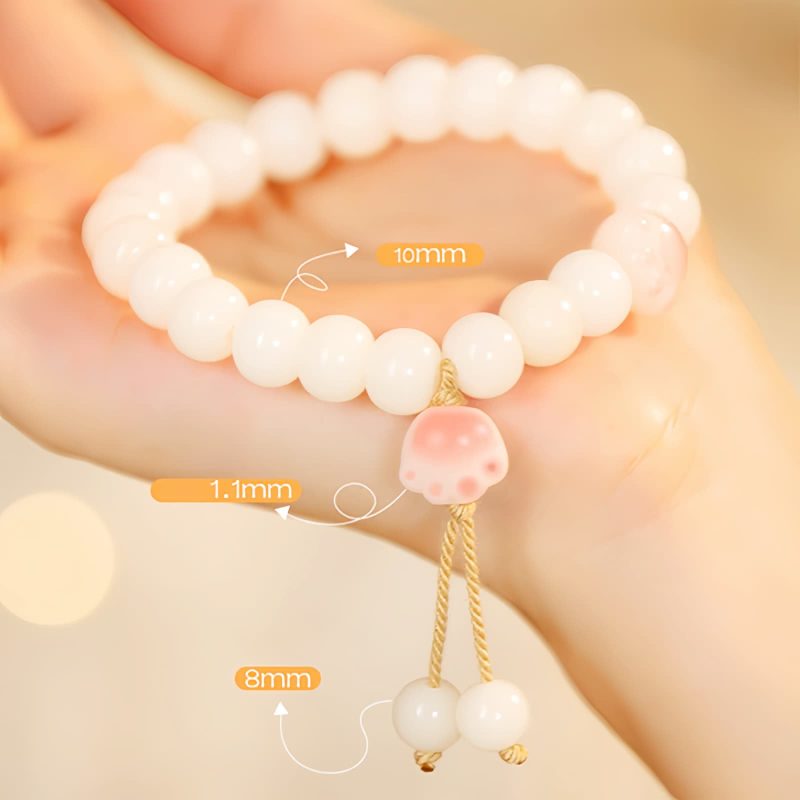 Gelang Kucing Keberuntungan Biji Bodhi Alami Natural Bodhi Seed Lucky Cat Paw Bracelet