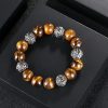 Gelang Om Mani Padme Hum dari Batu Lava Alam & Mata Harimau Natural Lava Rock & Tiger Eye Om Mani Padme Hum Bracelet