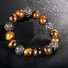 Gelang Om Mani Padme Hum dari Batu Lava Alam & Mata Harimau Natural Lava Rock & Tiger Eye Om Mani Padme Hum Bracelet