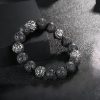 Gelang Om Mani Padme Hum dari Batu Lava Alam & Mata Harimau Natural Lava Rock & Tiger Eye Om Mani Padme Hum Bracelet