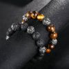 Gelang Om Mani Padme Hum dari Batu Lava Alam & Mata Harimau Natural Lava Rock & Tiger Eye Om Mani Padme Hum Bracelet