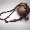 Collar con Ojo de Tigre de Nueve Ojos y Ágata Roja Nine-Eye Dzi Bead Red Agate Necklace