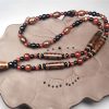 Collar con Ojo de Tigre de Nueve Ojos y Ágata Roja Nine-Eye Dzi Bead Red Agate Necklace