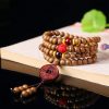 Pulsera de meditación de semillas de Bodhi de madera de melocotón y loto Peach Wood Bodhi Seed Lotus Meditation Bracelet