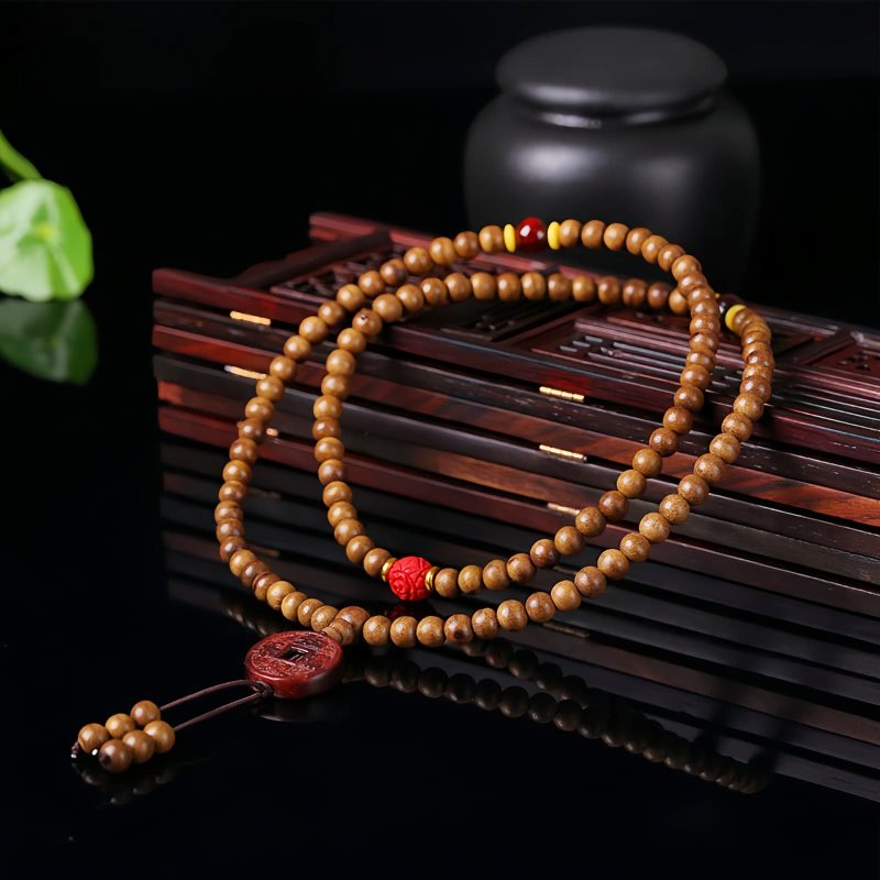 Pulsera de meditación de semillas de Bodhi de madera de melocotón y loto Peach Wood Bodhi Seed Lotus Meditation Bracelet