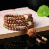 Pulsera de meditación de semillas de Bodhi de madera de melocotón y loto Peach Wood Bodhi Seed Lotus Meditation Bracelet