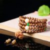 Pulsera de meditación de semillas de Bodhi de madera de melocotón y loto Peach Wood Bodhi Seed Lotus Meditation Bracelet