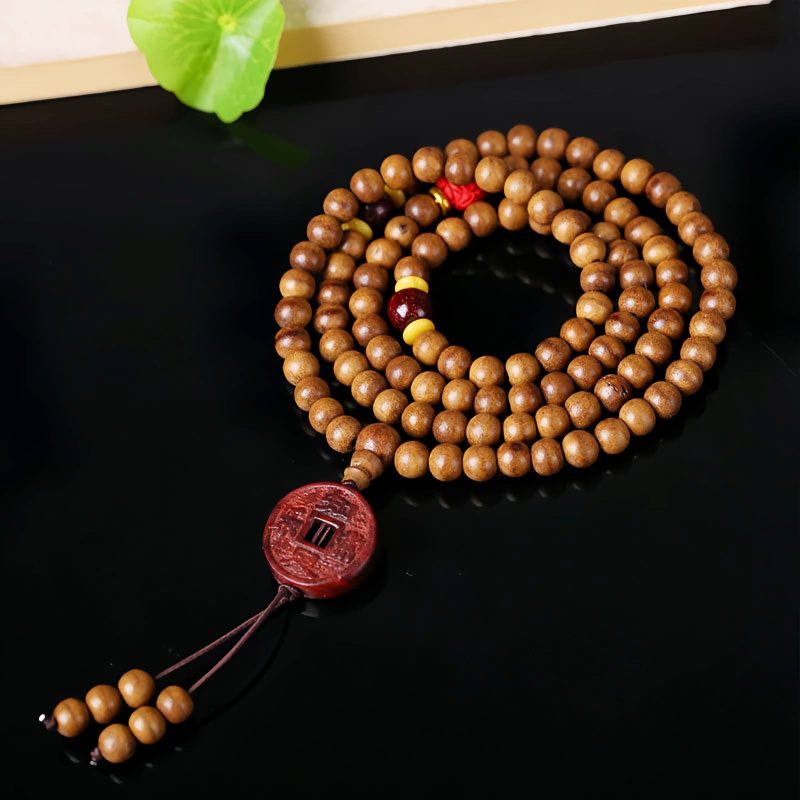 Pulsera de meditación de semillas de Bodhi de madera de melocotón y loto Peach Wood Bodhi Seed Lotus Meditation Bracelet