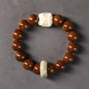 Pulsera de Sabiduría con León Danzante de Semilla de Bodhi Morada Purple Bodhi Seed Wisdom Bracelet with Dancing Lion
