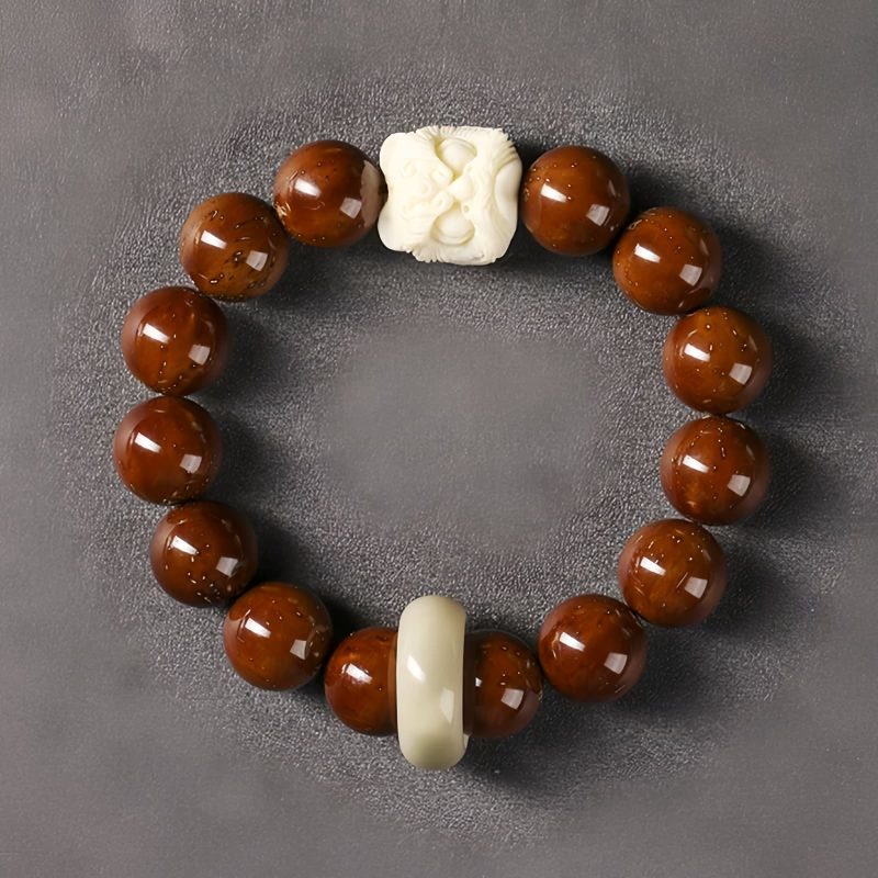 Pulsera de Sabiduría con León Danzante de Semilla de Bodhi Morada Purple Bodhi Seed Wisdom Bracelet with Dancing Lion