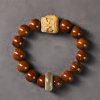 Pulsera de Sabiduría con León Danzante de Semilla de Bodhi Morada Purple Bodhi Seed Wisdom Bracelet with Dancing Lion