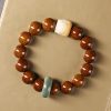 Pulsera de Sabiduría con León Danzante de Semilla de Bodhi Morada Purple Bodhi Seed Wisdom Bracelet with Dancing Lion