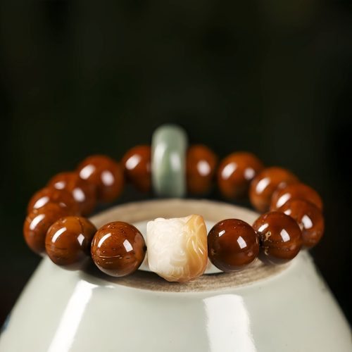 Pulsera de Sabiduría con León Danzante de Semilla de Bodhi Morada Pulsera de Sabiduría con León Danzante de Semilla de Bodhi Morada