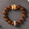 Pulsera de Sabiduría con León Danzante de Semilla de Bodhi Morada Purple Bodhi Seed Wisdom Bracelet with Dancing Lion