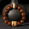 Pulsera de Sabiduría con León Danzante de Semilla de Bodhi Morada Purple Bodhi Seed Wisdom Bracelet with Dancing Lion