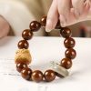 Pulsera de Sabiduría con León Danzante de Semilla de Bodhi Morada Purple Bodhi Seed Wisdom Bracelet with Dancing Lion