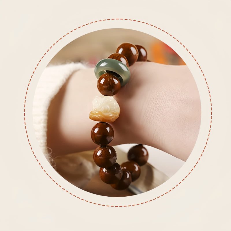 Pulsera de Sabiduría con León Danzante de Semilla de Bodhi Morada Purple Bodhi Seed Wisdom Bracelet with Dancing Lion