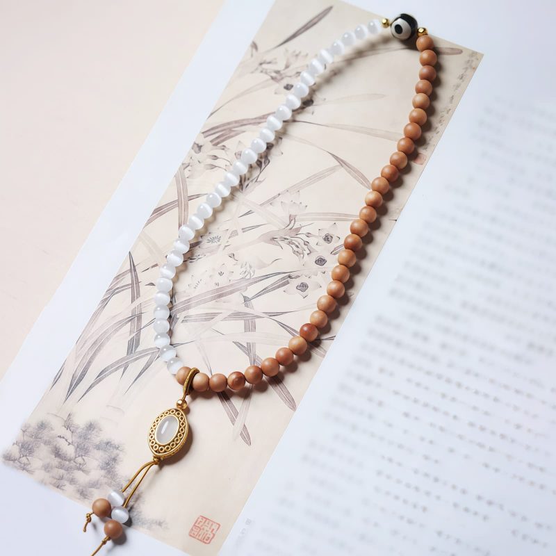 Pulsera de Protección Dzi Ojo de Gato con Sándalo Sandalwood Cat's Eye Dzi Protection Bracelet