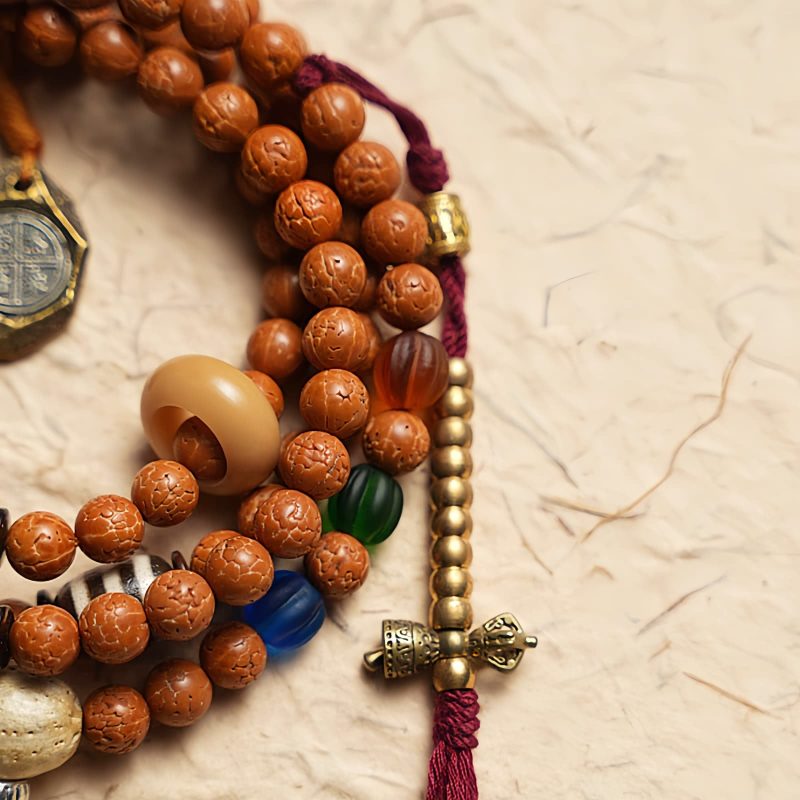 Pulsera Tibetana de Semillas de Bodhi de 108 Cuentas: Pulsera de Sabiduría Tibet 108 Mala Bodhi Seed Wisdom Bracelet