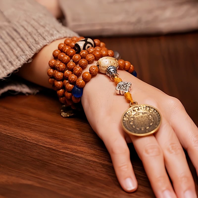 Pulsera Tibetana de Semillas de Bodhi de 108 Cuentas: Pulsera de Sabiduría Tibet 108 Mala Bodhi Seed Wisdom Bracelet