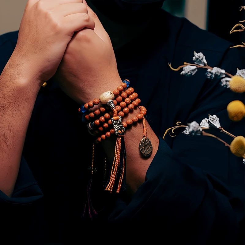Pulsera Tibetana de Semillas de Bodhi de 108 Cuentas: Pulsera de Sabiduría Tibet 108 Mala Bodhi Seed Wisdom Bracelet