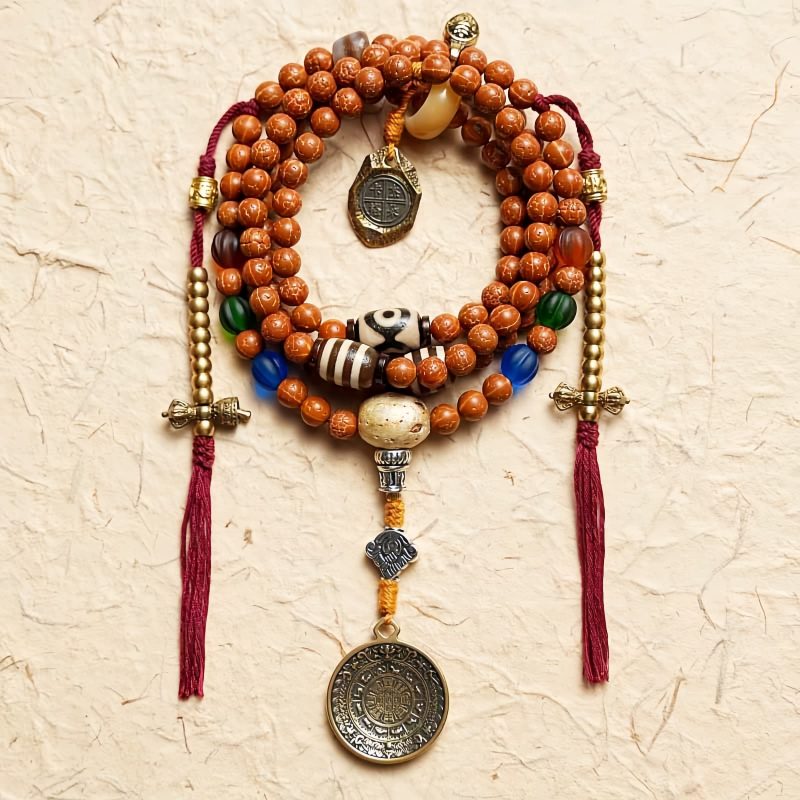 Pulsera Tibetana de Semillas de Bodhi de 108 Cuentas: Pulsera de Sabiduría Tibet 108 Mala Bodhi Seed Wisdom Bracelet