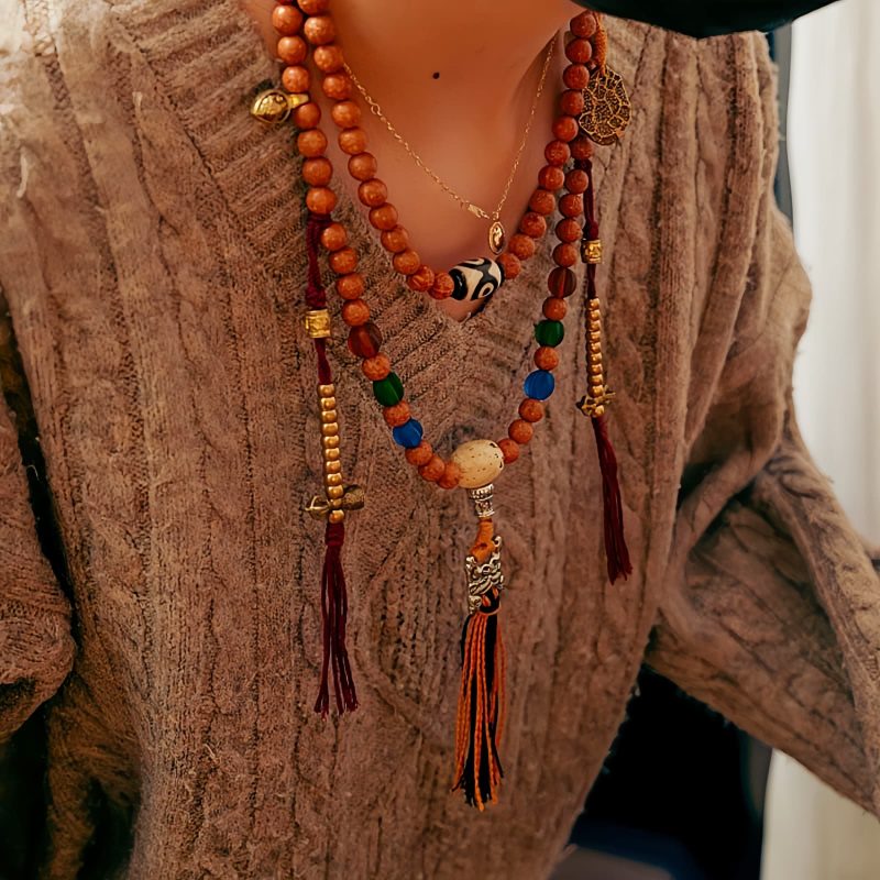 Pulsera Tibetana de Semillas de Bodhi de 108 Cuentas: Pulsera de Sabiduría Tibet 108 Mala Bodhi Seed Wisdom Bracelet