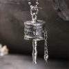Collar con Rueda de Oración Om Mani Padme Hum de Plata Esterlina 925 Tibetana Tibetan 925 Sterling Silver Om Mani Padme Hum Prayer Wheel Necklace