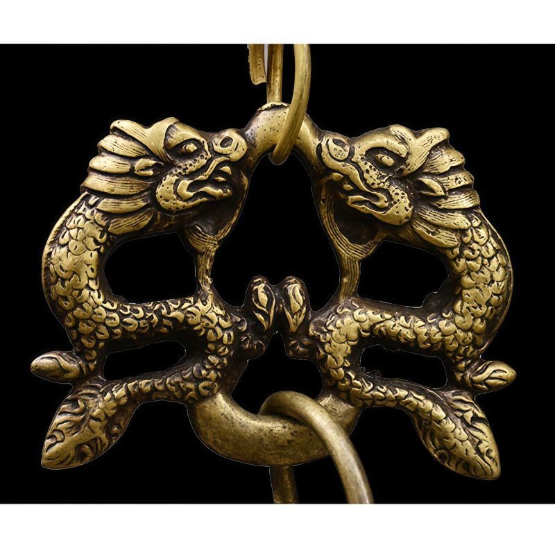 جرس نواة الرياح النحاسي التبتي ذو التنين Tibetan Copper Dragon Wind Chime Bell