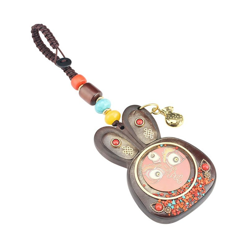Llavero de Ébano Tibetano de los Cinco Dioses de la Riqueza Tibetan Ebony Five God of Wealth Key Chain
