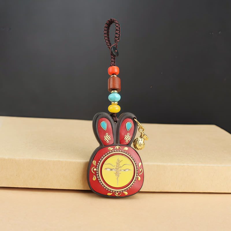 Llavero de Ébano Tibetano de los Cinco Dioses de la Riqueza Tibetan Ebony Five God of Wealth Key Chain
