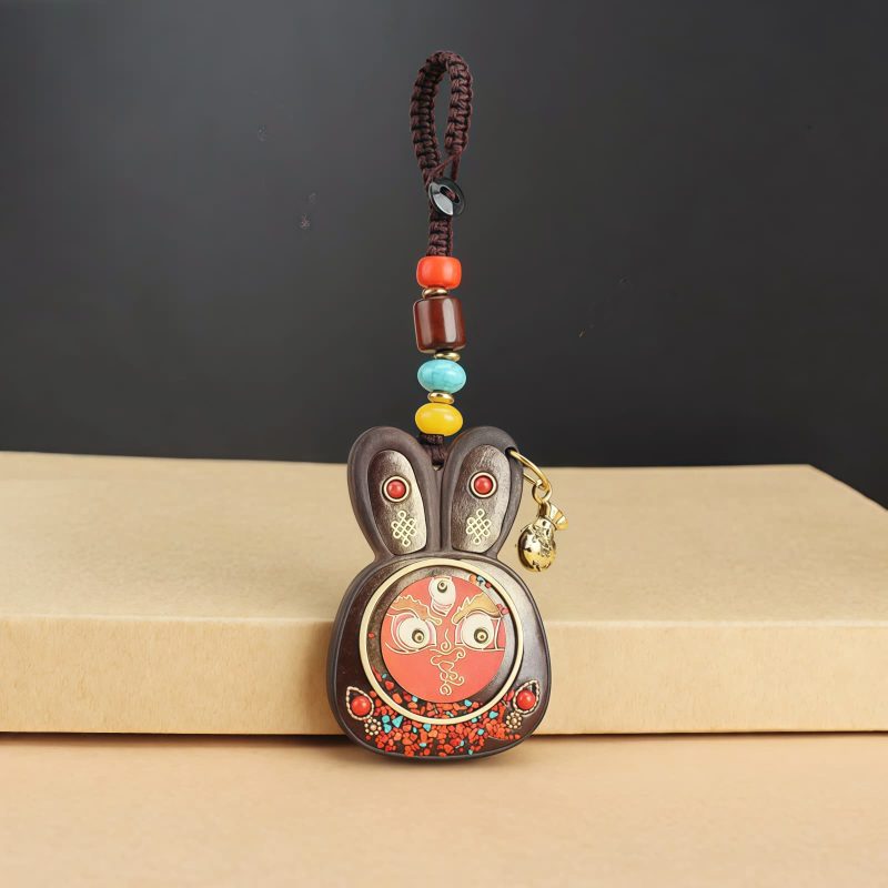 Llavero de Ébano Tibetano de los Cinco Dioses de la Riqueza Tibetan Ebony Five God of Wealth Key Chain