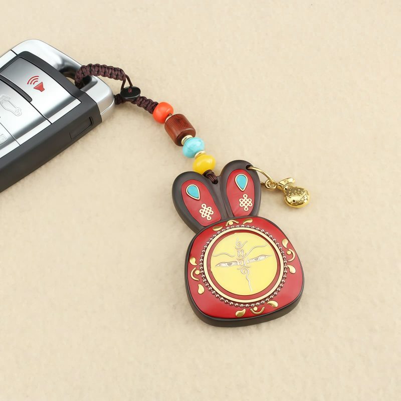 Llavero de Ébano Tibetano de los Cinco Dioses de la Riqueza Tibetan Ebony Five God of Wealth Key Chain