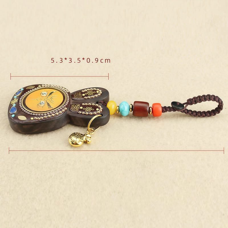 Llavero de Ébano Tibetano de los Cinco Dioses de la Riqueza Tibetan Ebony Five God of Wealth Key Chain