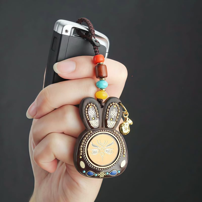 Llavero de Ébano Tibetano de los Cinco Dioses de la Riqueza Tibetan Ebony Five God of Wealth Key Chain