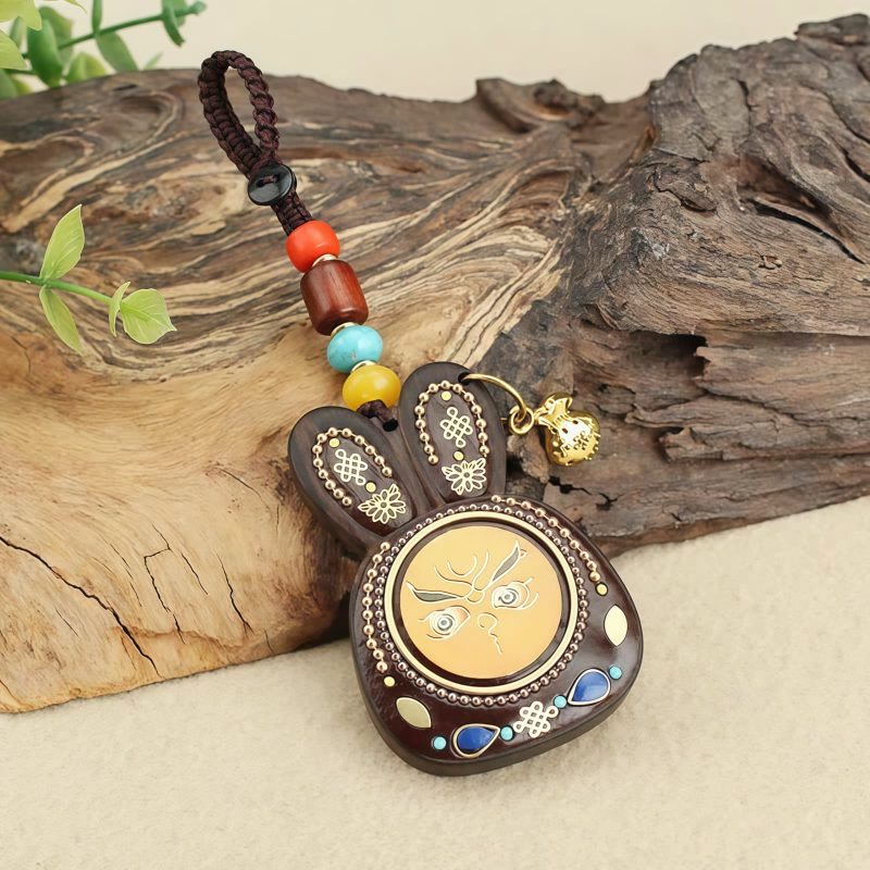Llavero de Ébano Tibetano de los Cinco Dioses de la Riqueza Tibetan Ebony Five God of Wealth Key Chain