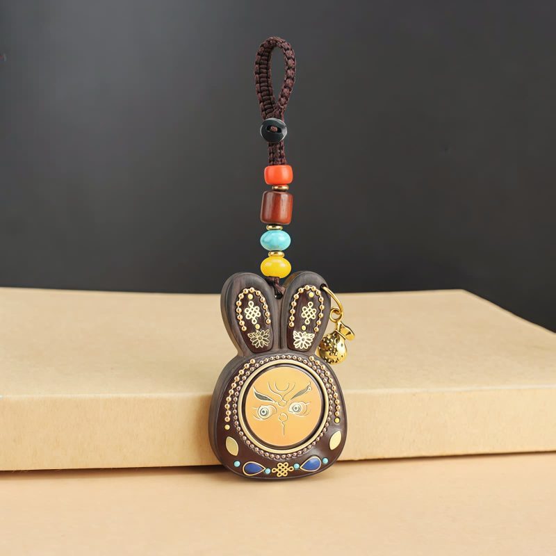 Llavero de Ébano Tibetano de los Cinco Dioses de la Riqueza Tibetan Ebony Five God of Wealth Key Chain