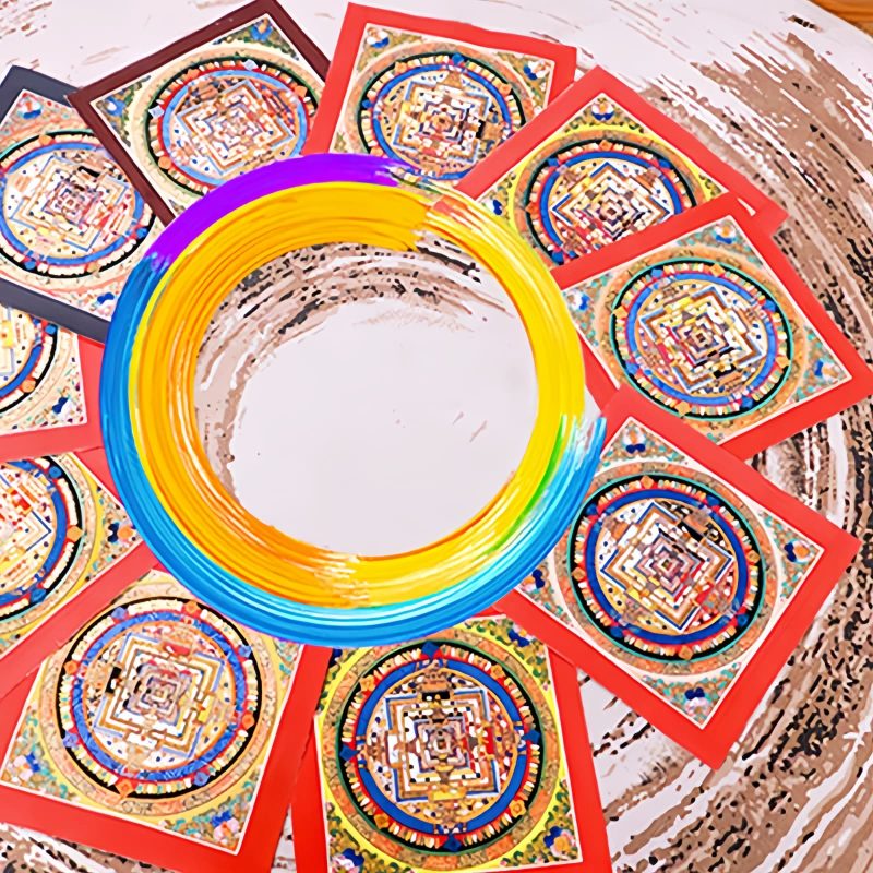 Caja Ciega de Thangka Mandala Tibetano Hecho a Mano Tibetan Handmade Mandala Thangka Blind Box