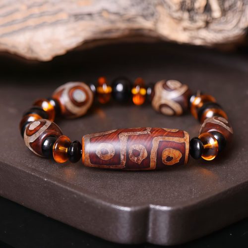 Pulsera de cuentas Dzi de nueve ojos naturales del Tíbet Pulsera de cuentas Dzi de nueve ojos naturales del Tíbet