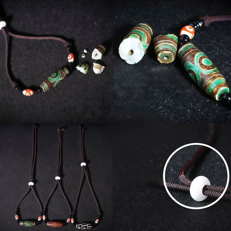 قلادة حماية من حجر dzi التبتي ذي التسع عيون Agate Tibetan Dzi Bead Protection Necklace