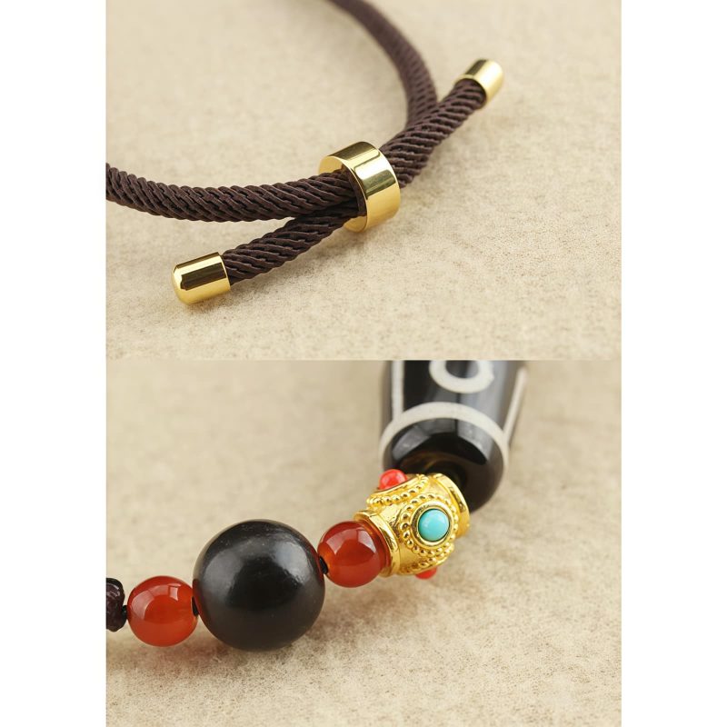 Collar de Protección con Dzi de Nueve Ojos Tibetano Tibetan Nine-Eye Dzi Bead Protection Necklace