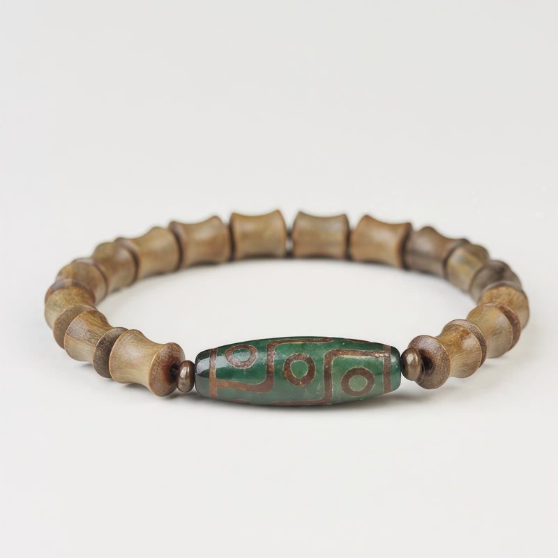 Pulsera de Paz de Sándalo con Dzi de Nueve Ojos Tibetano Tibetan Nine-Eye Dzi Bead Sandalwood Peace Bracelet