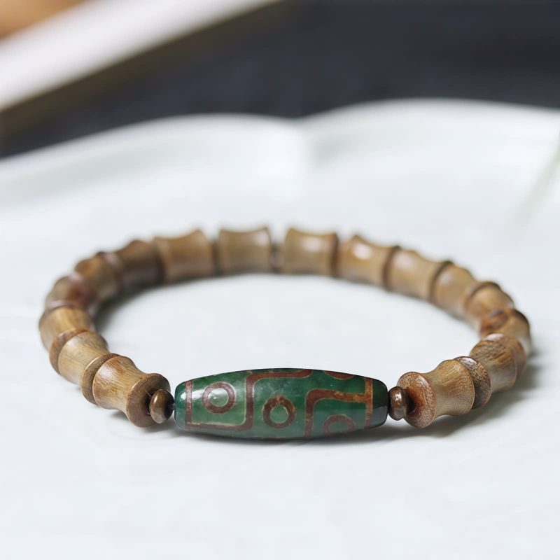 Pulsera de Paz de Sándalo con Dzi de Nueve Ojos Tibetano Tibetan Nine-Eye Dzi Bead Sandalwood Peace Bracelet