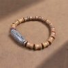 Pulsera de Paz de Sándalo con Dzi de Nueve Ojos Tibetano Tibetan Nine-Eye Dzi Bead Sandalwood Peace Bracelet
