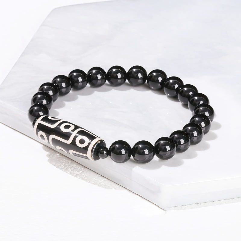 チベット九眼天珠 白檀製 富貴ブレスレット Tibetan Nine-Eye Dzi Bead Sandalwood Wealth Bracelet